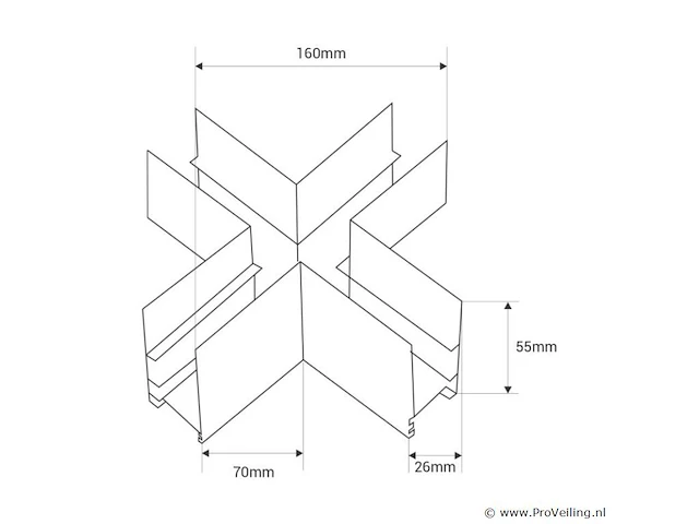 4 x x-connector voor magnetische opbouwrails 20 mm – horizontaal. - afbeelding 4 van  4