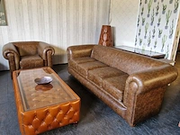 4-zits + 1-zits set chesterfield, kendal, bruin - afbeelding 10 van  13