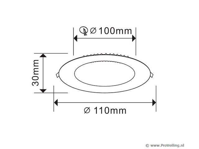 40 x led-paneel – rond inbouw – 8w – 6500k – koud wit - afbeelding 4 van  5