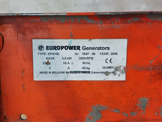 4.2 kva europower aggregaat - afbeelding 8 van  9