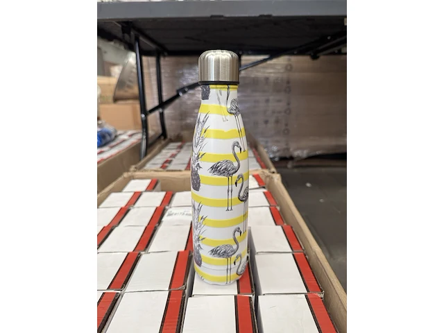 42x drinkfles, thermosfles 500 ml wit, geel - afbeelding 1 van  4