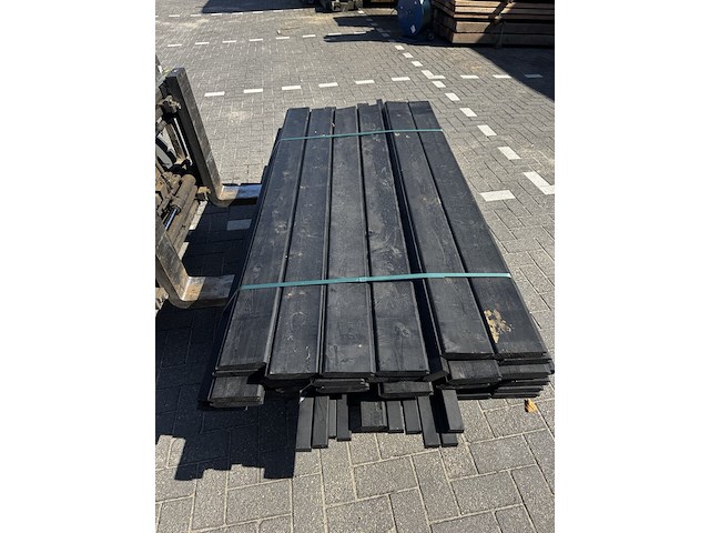 47 stuks plus een aantal afwerklatten blokhut profiel | zwart gespoten , 2,8 x 14 x 178 cm - werkende breedte 13 cm - afbeelding 1 van  3