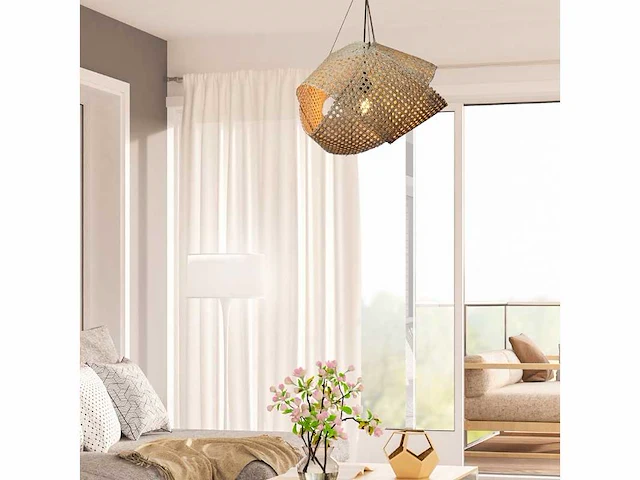 4shine viane ovaal bamboe hanging lamp - afbeelding 2 van  2