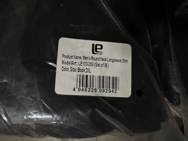 4x 5-pak heren shirt met lange mouwen maat 2xl lower east, zwart - afbeelding 4 van  4