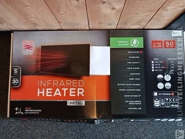 4x 750w infrarood wand & plafond paneel sun way , wit - afbeelding 1 van  10