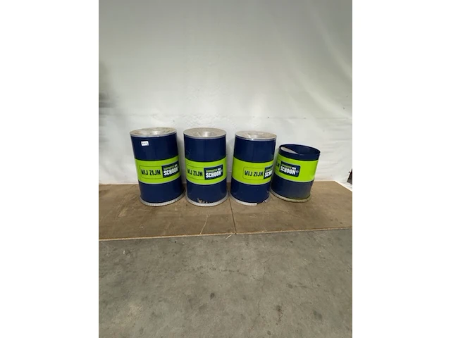 4x afvalbak 135 liter omefa, blauw/groen - afbeelding 1 van  6