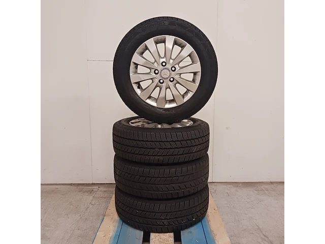 4x aluminium velg met winterband voor mercedes vito, continental, vancontact winter - 205/65 r 16c - afbeelding 1 van  12