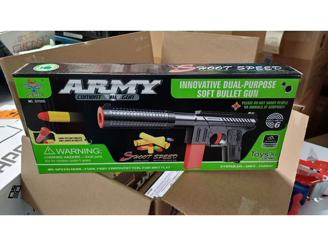 4x army shooting gun kogeltjes en nerf pijltjes - afbeelding 1 van  3