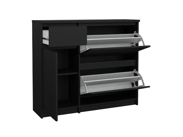 4x basic flip schoenenkast, byfonq, zwart - afbeelding 4 van  5