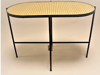 4x bijzettafel ovaal zwart metalen frame kunststof webbing plateau - afbeelding 1 van  1