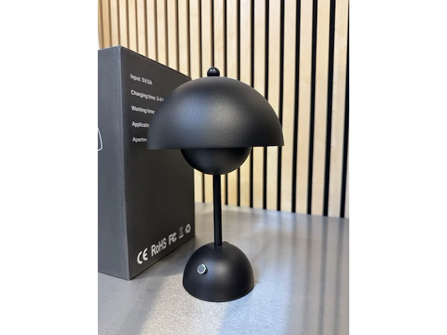 4x design tafellamp verschillende kleuren wit licht, dimbaar en oplaadbaar usb-c, zwart - afbeelding 2 van  5