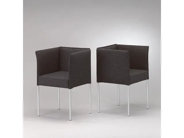 4x designstoel cube in antraciet gestoffeerd met alu frame m/a - afbeelding 1 van  1