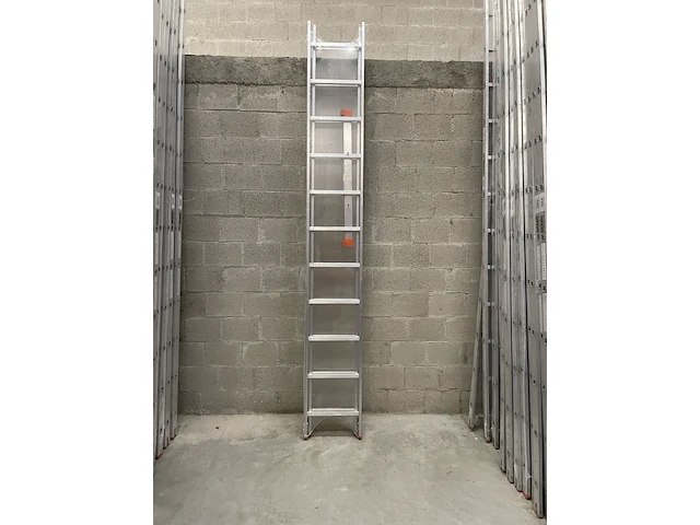 4x dubbele ladder 2x11 tüv gekeurd aluminium- 5,20 meter, grijs / chroom, 2022 - afbeelding 2 van  2