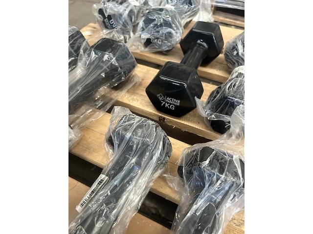 4x dumbbell set 2x 5kg, 2x 7kg, 2x 7kg, 2x 8kg active panther - afbeelding 4 van  5