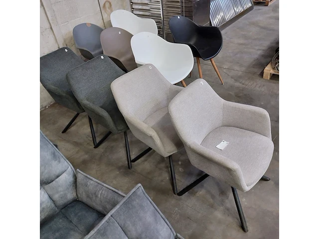 4x eetkamerstoel alpine boucle, zazuhome, "isco", grijs / chroom - afbeelding 4 van  5