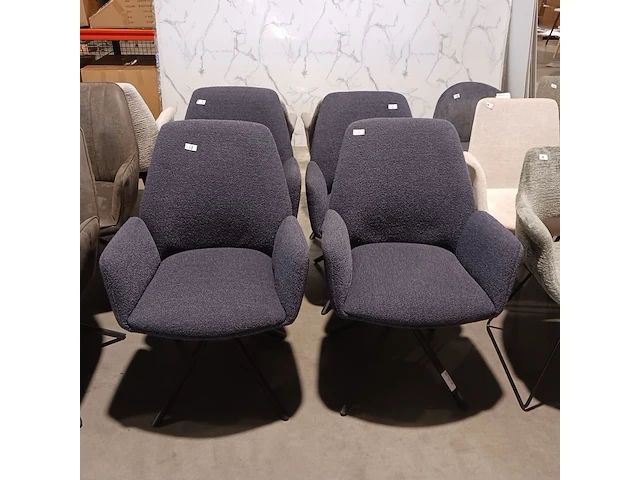 4x eetkamerstoel boucle draaibaar, zazuhome, blauw - afbeelding 1 van  5
