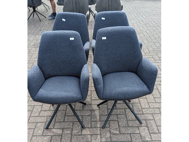 4x eetkamerstoel boucle draaibaar, zazuhome, blauw - afbeelding 2 van  5