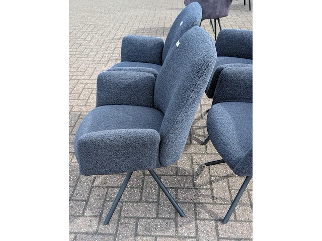 4x eetkamerstoel boucle draaibaar, zazuhome, blauw - afbeelding 3 van  5