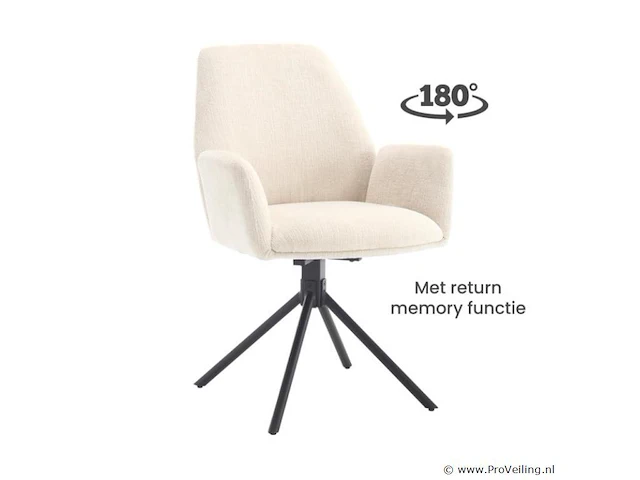 4x eetkamerstoel donny met arm - draaibaar - touch ivory 02 - afbeelding 1 van  5