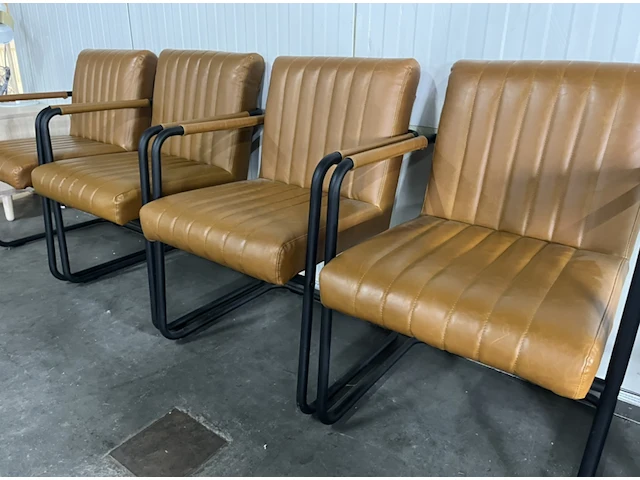 4x eetkamerstoel dutchbone, stitched, cognac - afbeelding 2 van  4