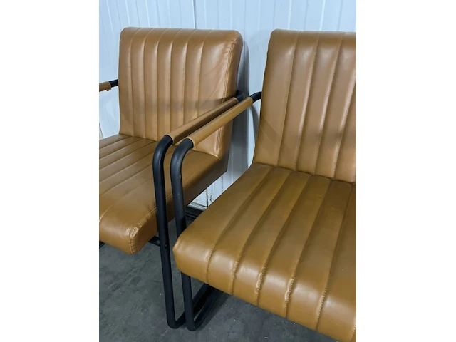 4x eetkamerstoel dutchbone, stitched, cognac - afbeelding 3 van  4
