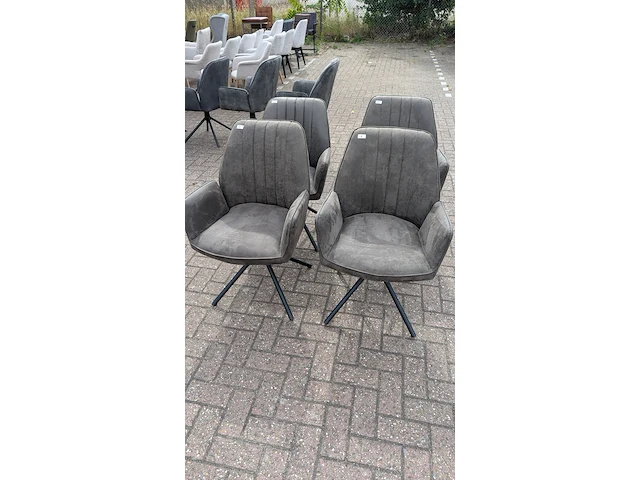 4x eetkamerstoel leer antraciet, zazuhome, donkergrijs / antraciet - afbeelding 2 van  6