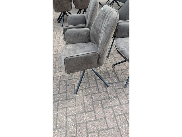 4x eetkamerstoel leer antraciet, zazuhome, donkergrijs / antraciet - afbeelding 3 van  6