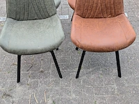 4x eetkamerstoel leer, zazuhome, groen/cognac - afbeelding 3 van  10