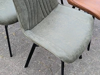 4x eetkamerstoel leer, zazuhome, groen/cognac - afbeelding 4 van  10