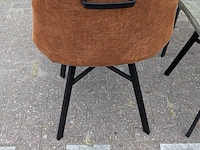 4x eetkamerstoel leer, zazuhome, groen/cognac - afbeelding 6 van  10