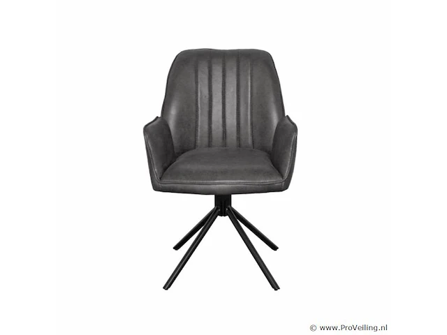 4x eetkamerstoel leon met arm - draaibaar - yacht antraciet - eco leer - afbeelding 2 van  8