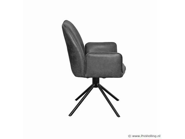 4x eetkamerstoel leon met arm - draaibaar - yacht antraciet - eco leer - afbeelding 3 van  8