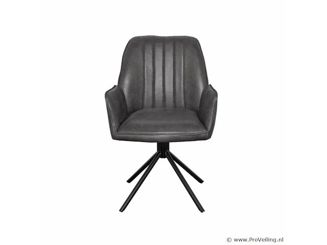 4x eetkamerstoel leon met arm - draaibaar - yacht antraciet - eco leer - afbeelding 2 van  8