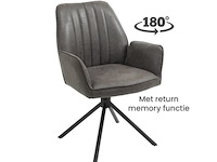 4x eetkamerstoel leon met arm - draaibaar - yacht antraciet - eco leer