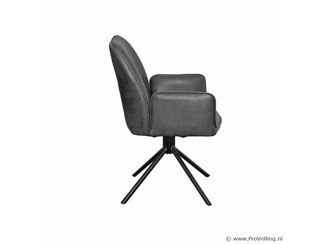 4x eetkamerstoel leon met arm - draaibaar - yacht antraciet - eco leer - afbeelding 3 van  8