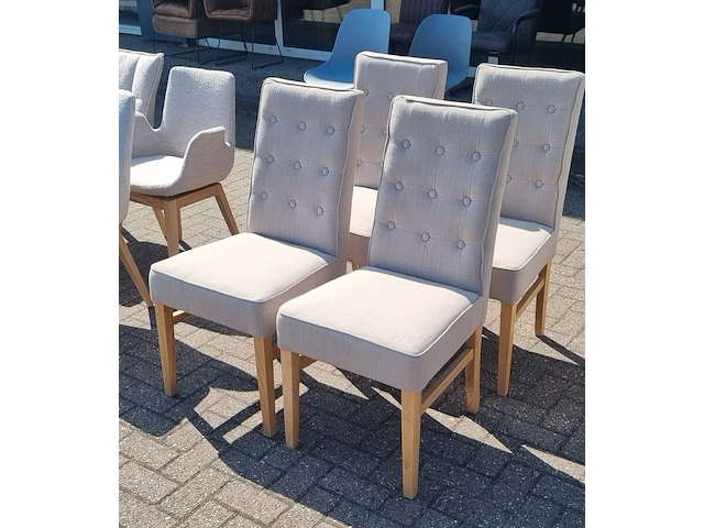 4x eetkamerstoel linnen, zazuhome, "riviera maison", beige - afbeelding 1 van  4