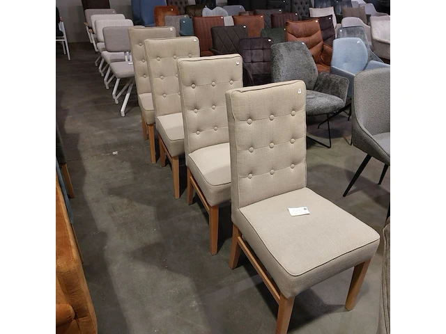 4x eetkamerstoel linnen, zazuhome, "riviera maison", beige - afbeelding 2 van  4