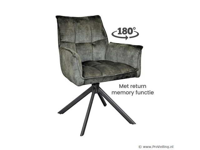 4x eetkamerstoel prego met arm - draaibaar - adore groen / dark green - afbeelding 1 van  4
