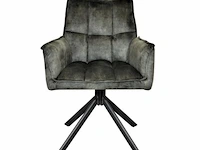 4x eetkamerstoel prego met arm - draaibaar - adore groen / dark green - afbeelding 2 van  4