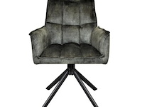 4x eetkamerstoel prego met arm - draaibaar - adore groen / dark green - afbeelding 2 van  4