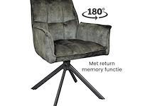 4x eetkamerstoel prego met arm - draaibaar - adore groen / dark green - afbeelding 1 van  4