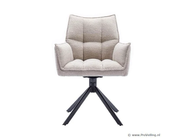 4x eetkamerstoel prego met arm - draaibaar - alpine 01 beige - boucle stof - afbeelding 2 van  3