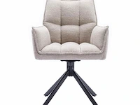 4x eetkamerstoel prego met arm - draaibaar - alpine 01 beige - boucle stof - afbeelding 2 van  3