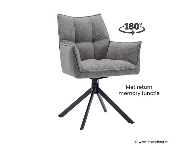 4x eetkamerstoel prego met arm - draaibaar - alpine 149 grijs - boucle stof - afbeelding 1 van  3