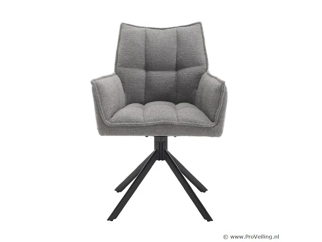 4x eetkamerstoel prego met arm - draaibaar - alpine 149 grijs - boucle stof - afbeelding 2 van  3