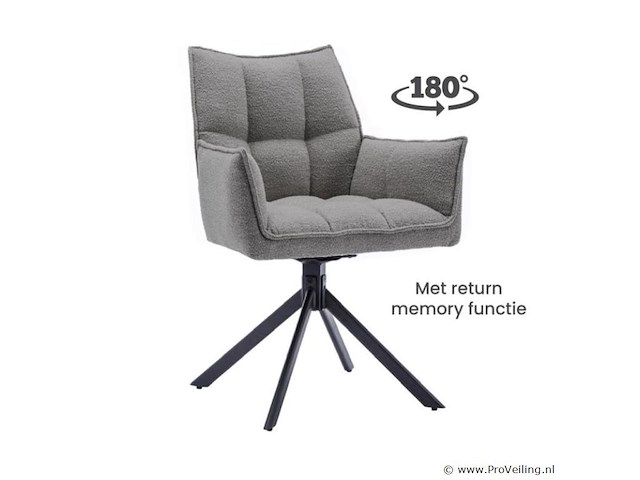 4x eetkamerstoel prego met arm - draaibaar - alpine 149 grijs - boucle stof - afbeelding 1 van  3