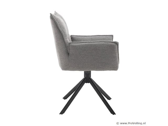 4x eetkamerstoel prego met arm - draaibaar - alpine 149 grijs - boucle stof - afbeelding 3 van  3