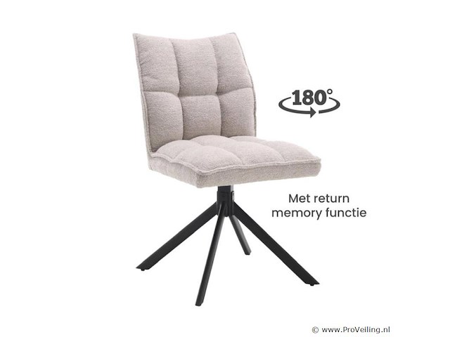 4x eetkamerstoel prego zonder arm - draaibaar - alpine 01 beige - boucle stof - afbeelding 1 van  5