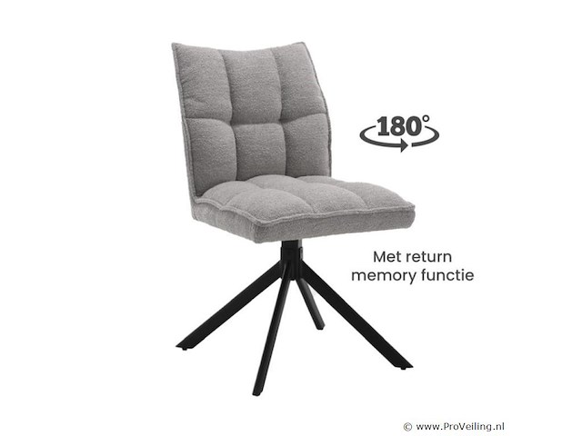 4x eetkamerstoel prego zonder arm - draaibaar - alpine 149 grijs - boucle stof - afbeelding 1 van  4