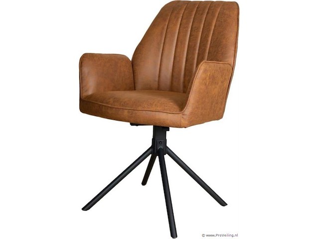 4x eetkamerstoel sting met arm - draaibaar - yacht cognac / bruin - eco leer - afbeelding 2 van  3